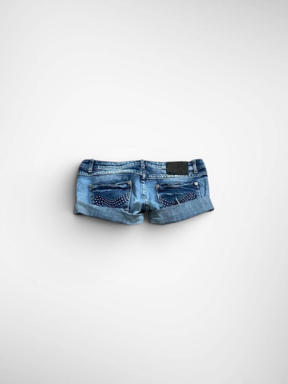 Express “Re-Rock Limited Edition” Ultra Low Rise Micro Denim Studded Shorts